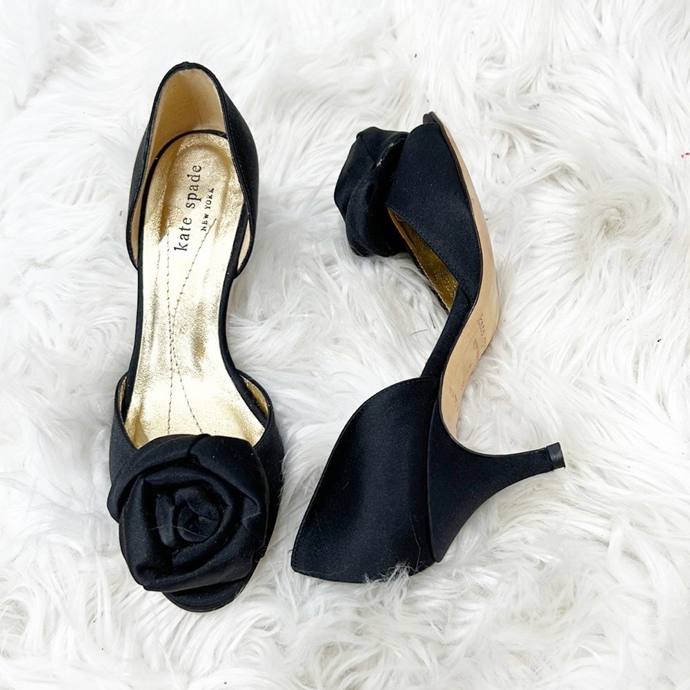 Kate Spade Black Kitten Heel D’Orsay Pumps size 5